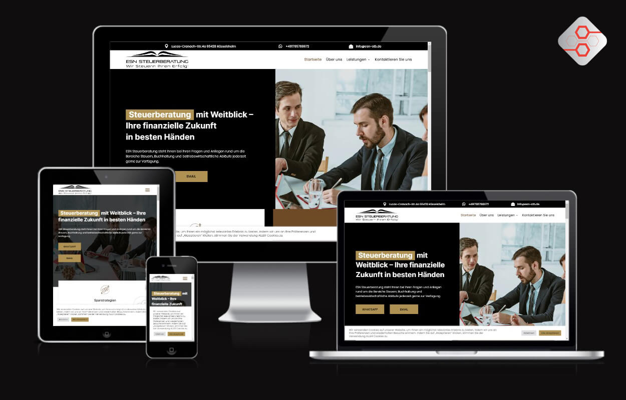 ESN Steuerberatung website on different devices